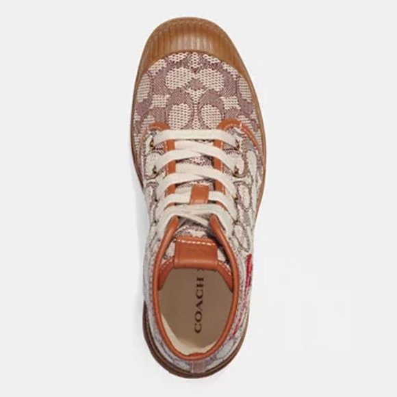 💋Coach X Tom Wesselmann Trooper Mid Top Boot In Signature Jacquard - Picture 5 of 12